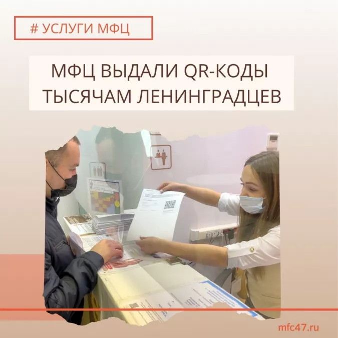 МФЦ выдали QR-коды тысячам ленинградцев
