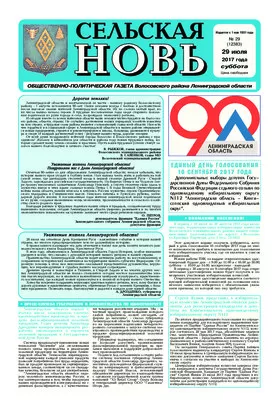 Сельская новь (29 июля 2017) 29 (12383)