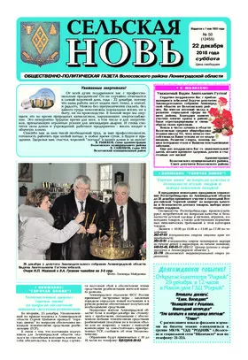 Сельская новь (22 декабря 2018 года) 50 (12455)
