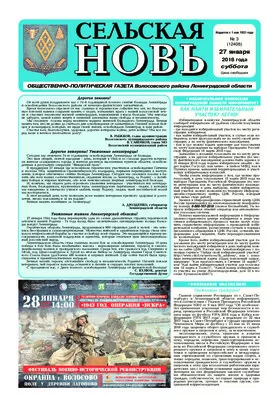 Сельская новь (27 января 2018 года) 3 (12407)