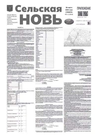 Приложение к номеру 11 (12824) 28 марта 2026 года