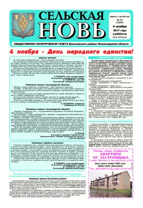 Сельская новь (4 ноября 2017 года) 43 (12397)